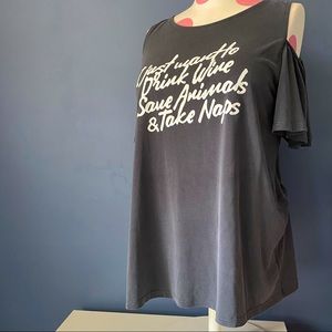 Gray Graphic Tee - Wine Animals Naps - SMALL